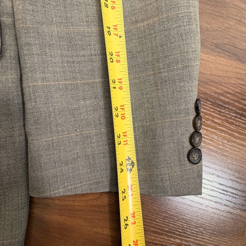 Cross & Winsor Mens 42R Tan Glen Plaid Wool 2 Button‎ Blazer Sport Coat Academia